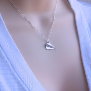 One Direction Silver Airplane Necklace Harry Styles Inspired. PAPER PLANE Necklace. Unisex Necklace-Boy Band Necklace . Origami plane image 1