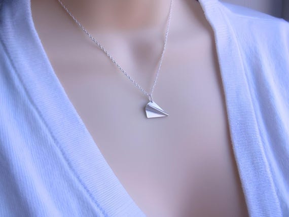 One Direction Silver Airplane Necklace Harry Styles Inspired. PAPER PLANE Necklace. Unisex Necklace-Boy Band Necklace . Origami plane