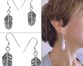 Sterling Silver Feather Earrings, Choose Feather Size Earring, Small feather earrings, Medium Feather Earrings, Large Feather Earrings.