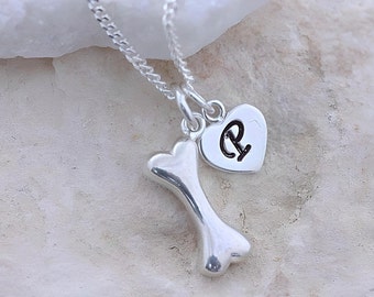 Sterling Silver Bone necklace, One Charms Included. Dog Bone charm Necklace . Dog bone jewelry