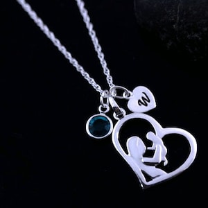 Sterling Silver Mommy and Baby Necklace. Personalized Mothers gift. Mother Necklace. New mom Necklace. Heart necklace. Mother and Son