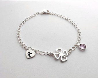 Solid 925 Sterling Silver Dragonfly Bracelet.  Choose Connector Charm and 1 Personalized Charm included.