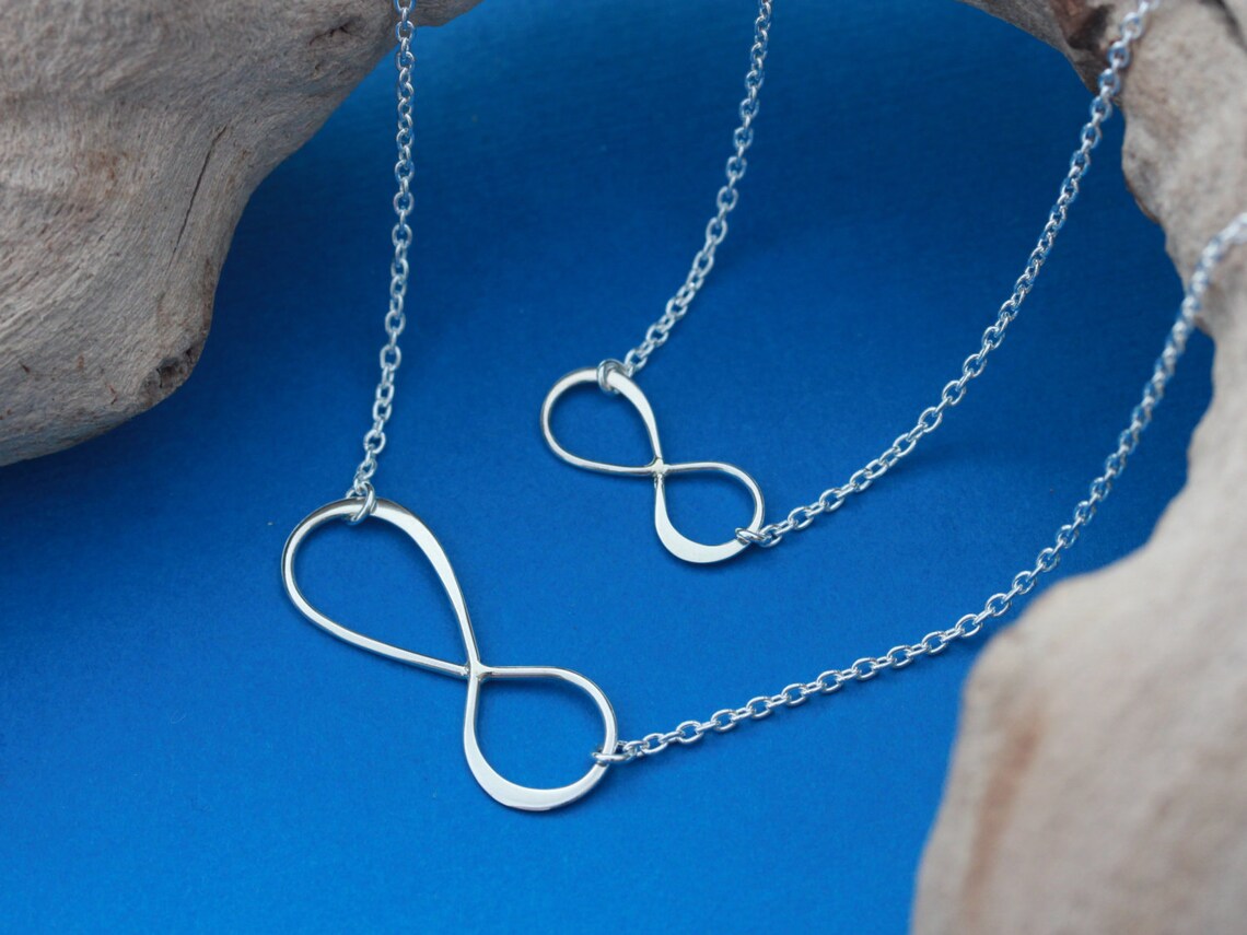 SET Mother Daughter Necklace.sterling Silver NFINITY Necklace Etsy