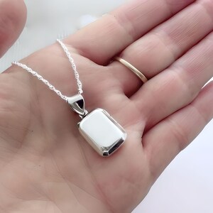 Rectangular Locket Necklace. Genuine 925 Sterling Silver Locket. 2 Photo locket. Size: 17 x12 m. image 1