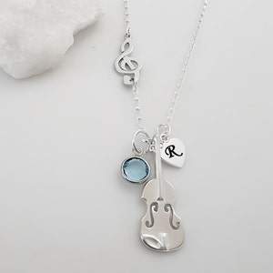 Violine-Halskette aus Sterlingsilber mit 2 Anhängern, Violinschlüssel-Noten-Halskette, originales MonyArt-Design