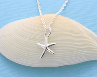 Silver starfish necklace -  starfish charm, Ocean Beach Charm Necklace- Starfish pendant-Starfish Charm. Small Starfish necklace.