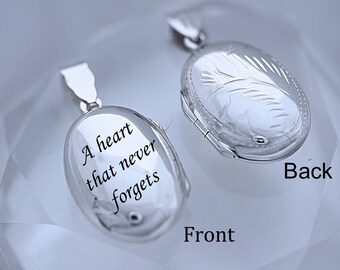 Oval Locket Sterling silver Necklace.  Personalized engraved Locket- Choose Chain. Customized Oval Locket Necklace. 21 x 15mm. R-14