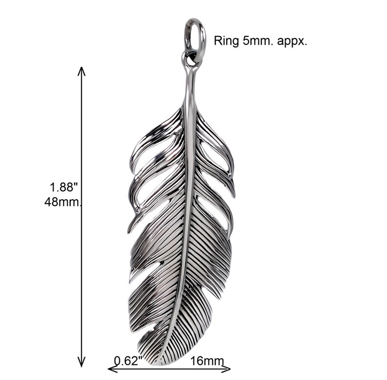 Sterling Silver Feather necklace high detail feather on Sterling Silver Italy Chain, Most popular Item for Feather image 3