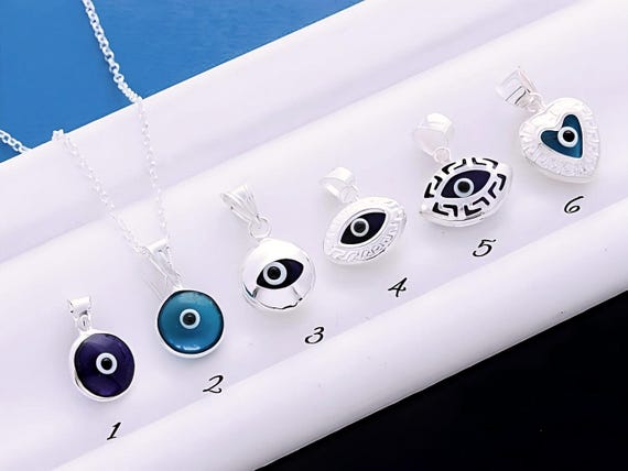 Eye Evil Necklace, sterling silver Blue Evil Eye- Celebrities Jewelry- Evil Eye Necklace, Evil Eye Jewelry. Choose Evil Eye