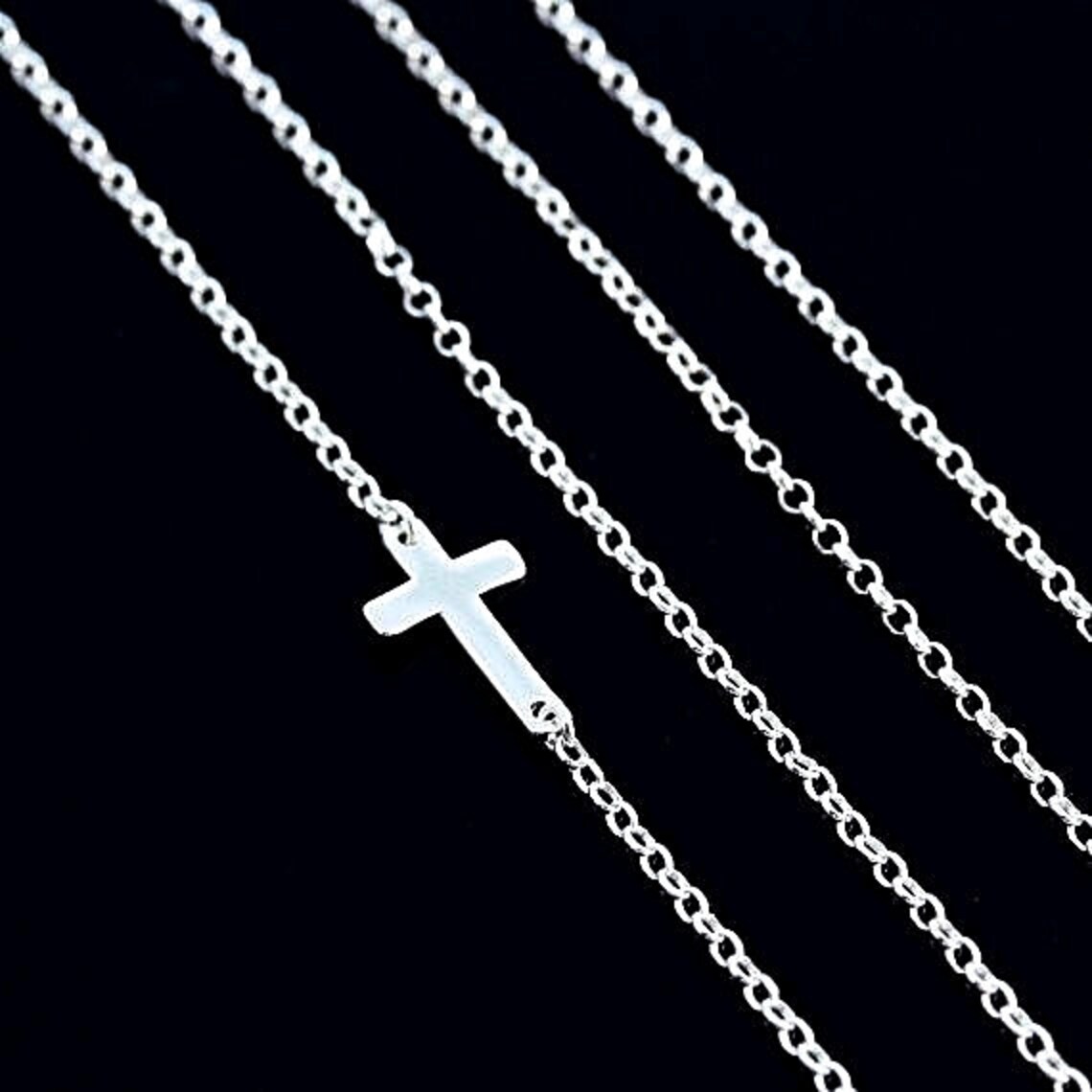 Sterling Silver Side Cross Necklace. Audrina Patridge Sideways Etsy