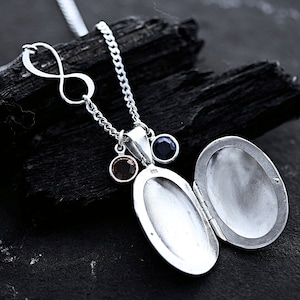 Sterling Silver Oval Locket. Locket & Infinity Necklace -Real Sterling silver locket Choose 2 Personalized Charms. Locket 28 x 21 mm. R-11