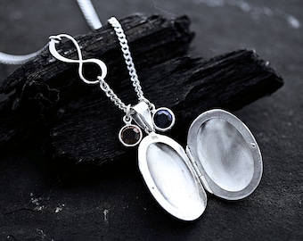 Sterling Silver Oval Locket. Locket & Infinity Necklace -Real Sterling silver locket Choose 2 Personalized Charms. Locket 28 x 21 mm. R-11