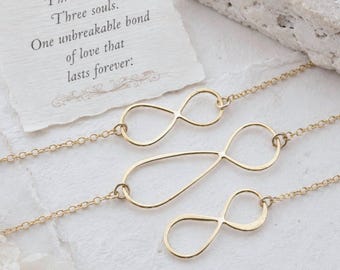 SET Gold Infinity Necklace Infinity Bond Sister's, BFF, Mom