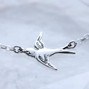 Sterling silver Flying Bird Necklace, on sterling silver chain - Choose Sterling Silver Bird Gold Vermeil Bird. Everyday wearing