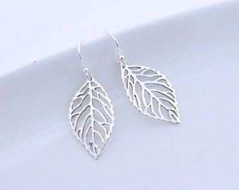 Silver Leaf Earrings. Silver Plated Leaves. Select Sterling Silver Leverback or sterling silver Hooks