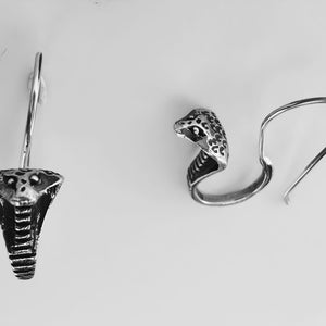 Silver King Cobra Snake earrings, 925 Sterling Silver Serpent Earrings. Sterling Silver Snake Earrings image 5