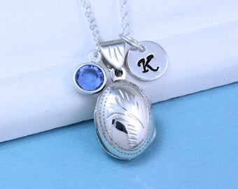 Oval Locket Necklace, Genuine Sterling Silver Locket Pendant, Personalized Charms. Remembrance. Heirloom. R-13 ( video locket 14)