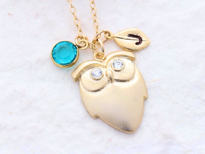 Gold Owl Necklace Gold Owl Charm With Sparkle CZ Eyes Etsy