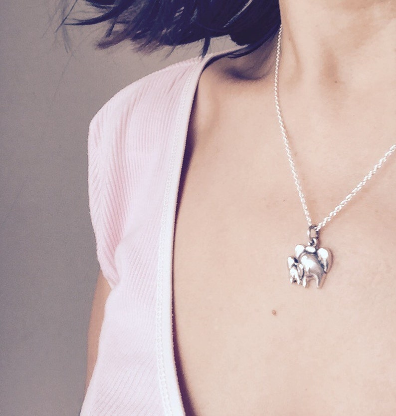 sterling silver elephant charm mother son Elephant Jewelry Mother daughter sisters elephant pendant Silver Elephant necklace