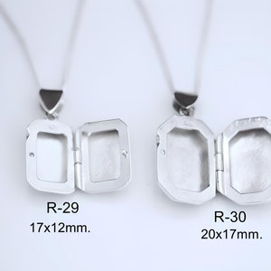 Rectangular Locket Necklace. Genuine 925 Sterling Silver Locket. 2 Photo locket. Size: 17 x12 m. image 4