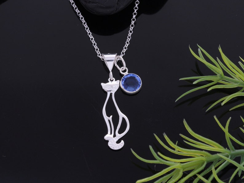 Cat Charm Necklace Sterling Silver Cat Necklace Personalized Etsy