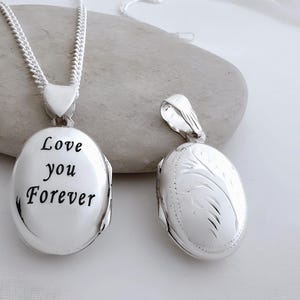 Silver Oval  Locket Engraved. sterling silver locket Customized quote locket. Sterling silver oval locket, Heirloom. Choose chain. R- 14.