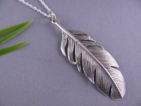 Boho Necklace Feather Etsy Feather Pendant Large Feather Feather Necklace Layering Necklace Pendant Feather Silver Feather Necklace