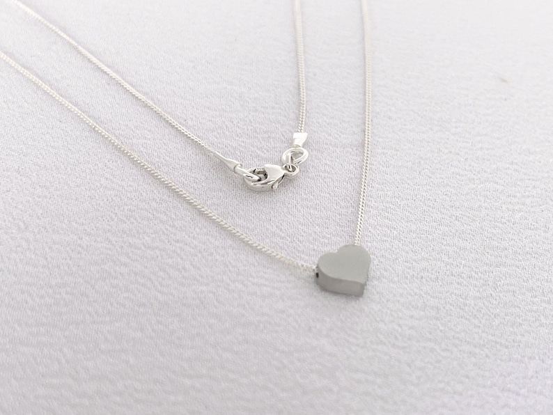 925 Sterling silver Chain Rhodium Anti tarnish Hypoallergenic Heart Necklace. Small Heart Necklace, Item NOT returnable. Heart 6x6mm. image 2
