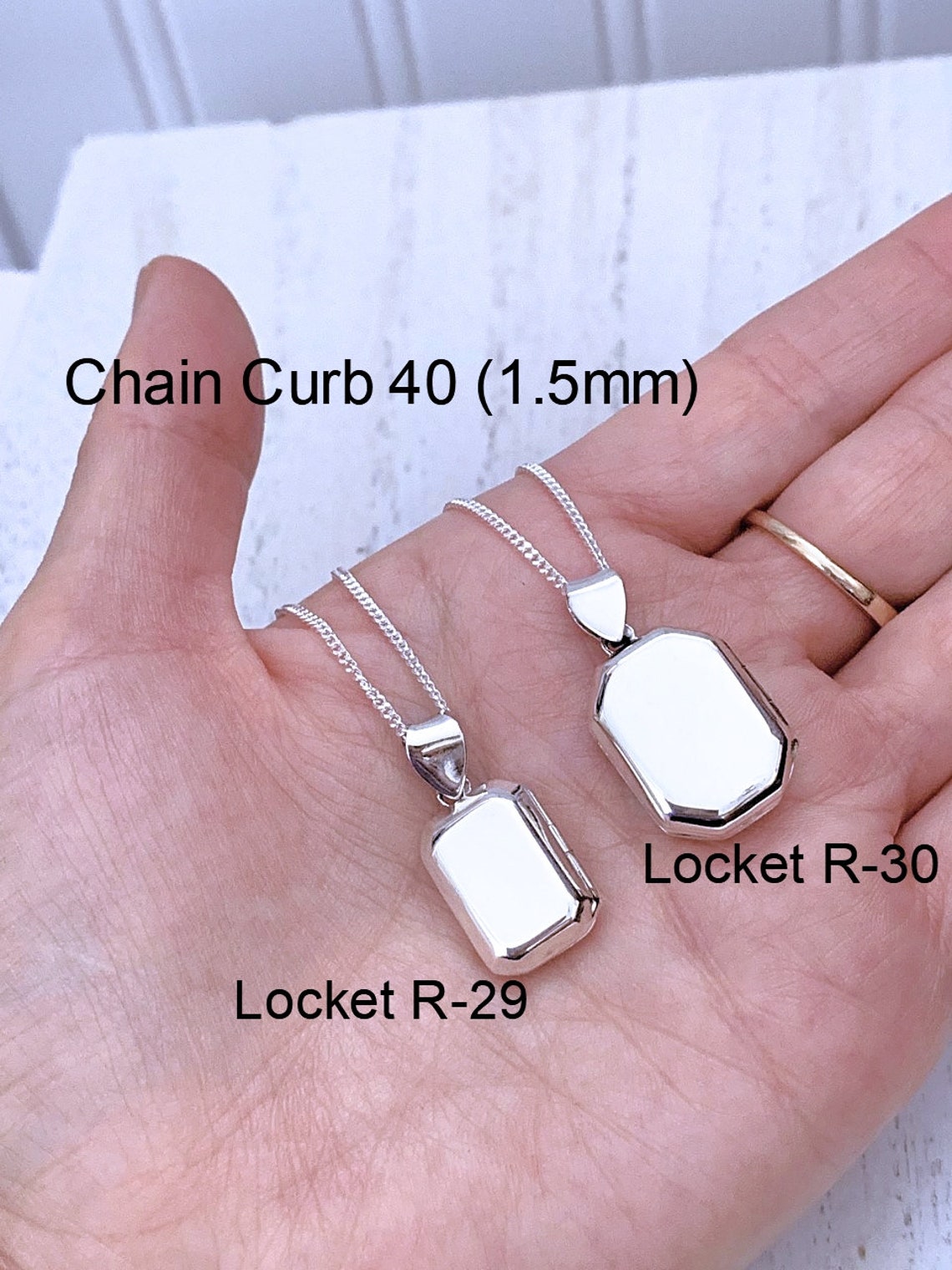 Sterling silver Locket Necklace Rectangular locket Mothers Etsy