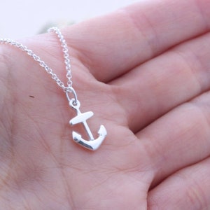 Anchor necklace, Sterling Silver Anchor Necklace, Personalized birthstone OR initial. Strong foundation Stability Symbol. Choose chain. image 8