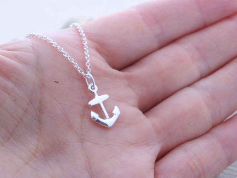 Anchor Necklace Sterling Silver Anchor Necklace Personalized Etsy