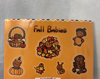 Fall Babies Sticker Sheet Set 6" x 4" Die Cut Glossy Stickers