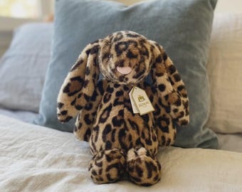 Jellycat Leopard Print Bunny Plush – Floppy Ears Cuddly Toy for Babies
