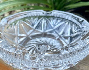 Crystal Cigar Ashtray, Vintage Ashtray, Beautiful Cut Crystal Pinwheel Design, Excellent Condition!