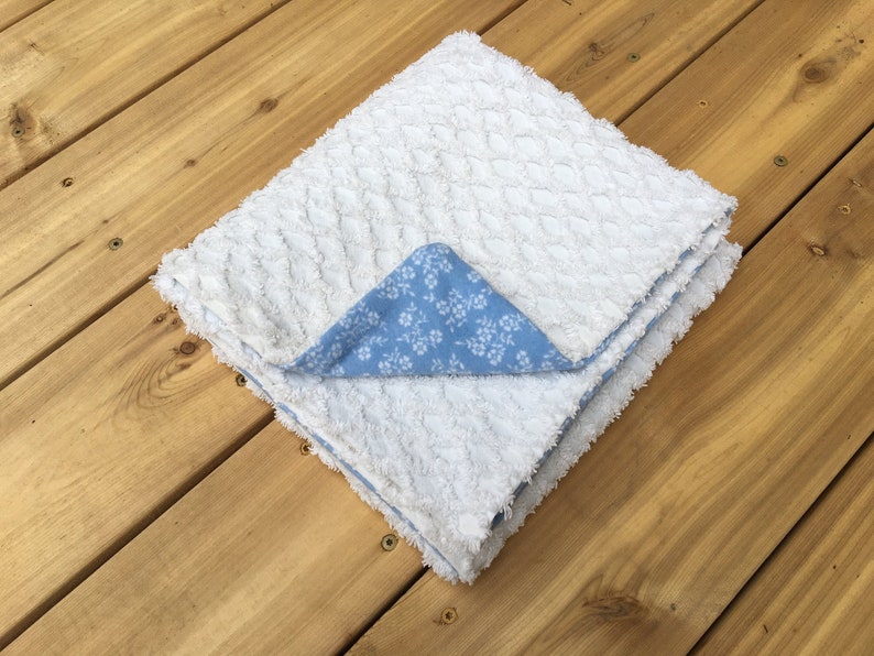 Chenille Blanket Vintage Chenille and New Flannel Baby Etsy