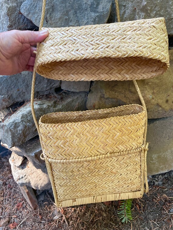 Wicker Purse, Hand Bag, Retro, Long Adjustable St… - image 3