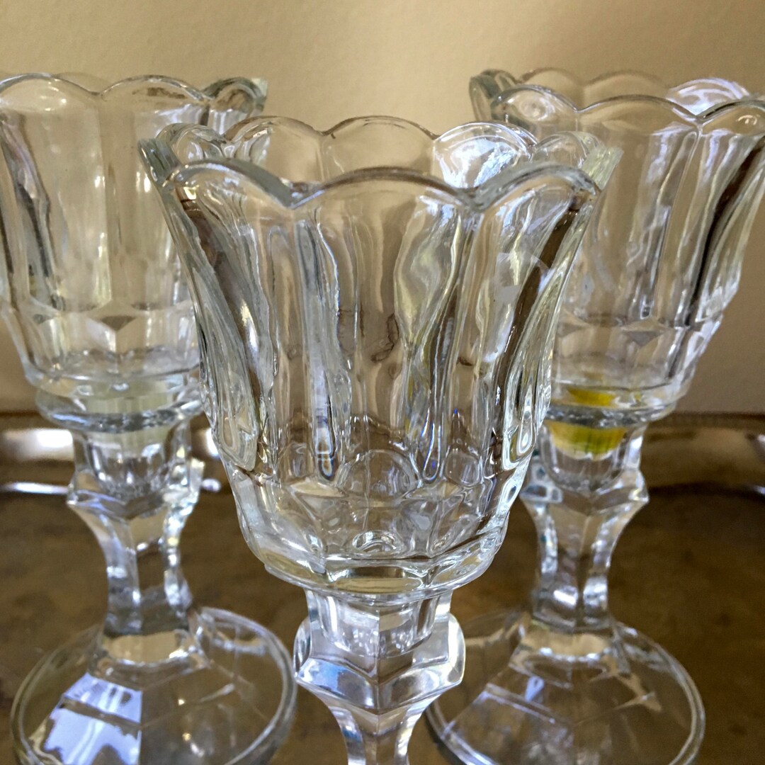 Vintage Votive Pair Candlestick Votives Clear Pressed Glass Etsy