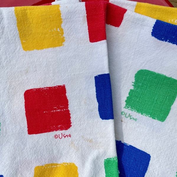 Vera Napkins, Vintage Vera, Color Block, Signed in Two Places, Set of Four, Wonderful Condition, Unusual!