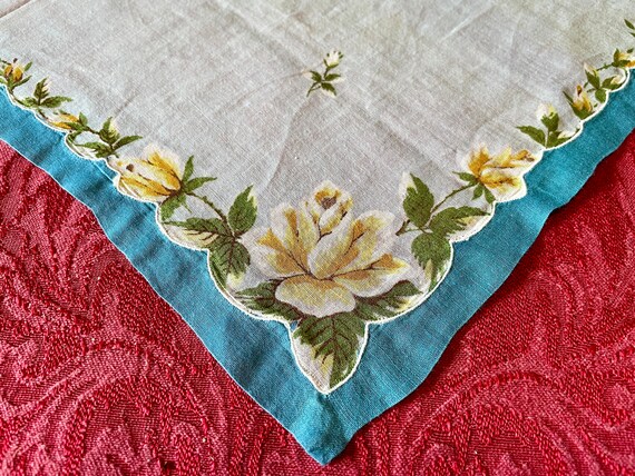 Vintage Hankies, Two Floral Handkerchiefs, 1950s,… - image 5
