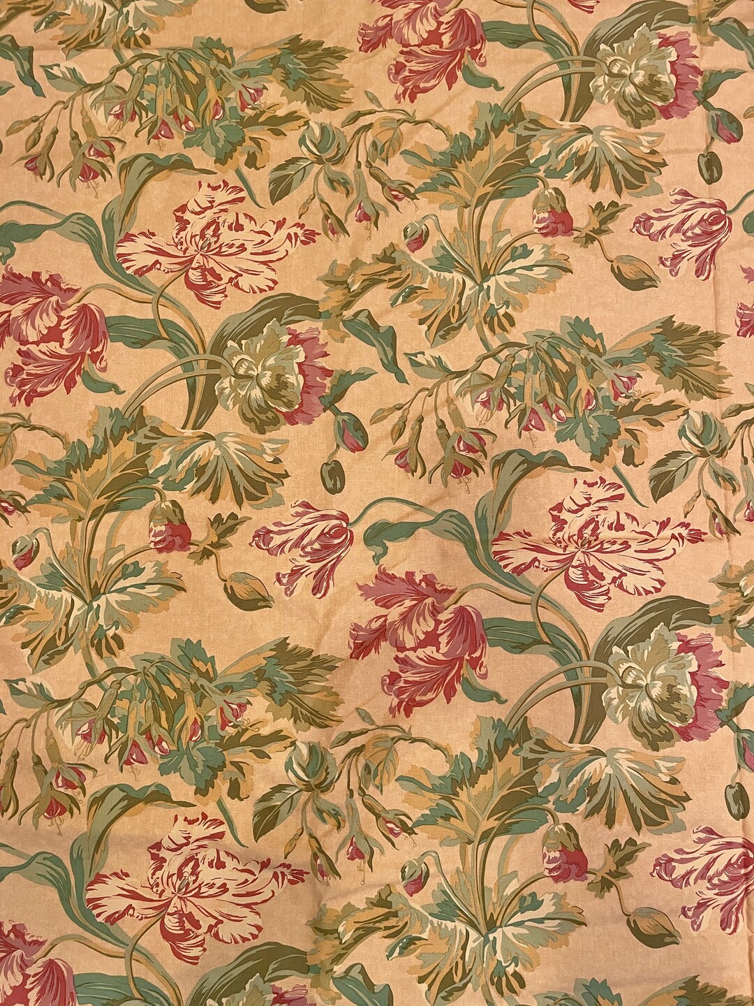 Retro Upholstery Fabric Floral Design Beaumont and Fletcher Etsy