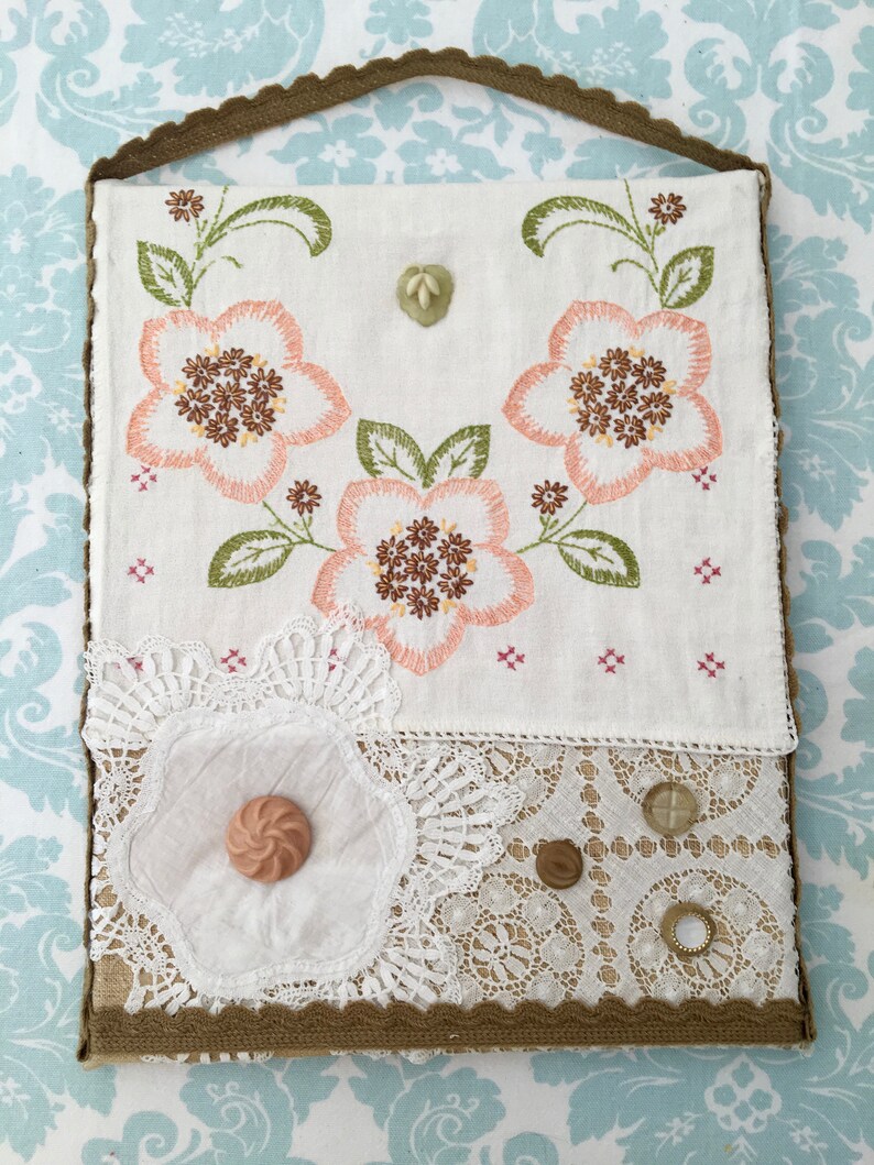 Doily Collage Wall Art Vintage Doilies Vintage Buttons Etsy