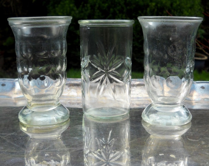 Vintage Jelly Jar Glasses Set of Three Juice Glasses Etsy
