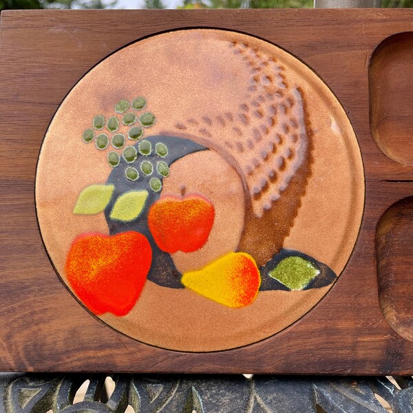 Retro Ernest John Designer Cheese Board, MCM Design, Walnut and Copper Cheese Plate, Wonderful Condition!