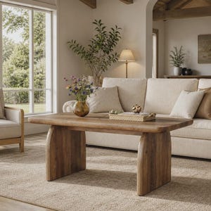 Tribesigns 47 Inch Farmhouse Wood Rectangle Cocktail Center Piece Black Rustic Brown Table