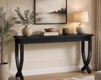 63 Inch Farmhouse Console Table, Narrow Entryway Table, Wooden Sofa Table, Rustic Hallway Table, Long Accent Table, Foyer Furniture