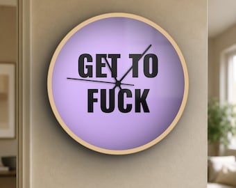 Reloj de pared grosero / "Vete a la mierda" / Decoración silenciosa de 25 cm con palabrotas / Regalo divertido para él / Colores personalizados, hecho a medida