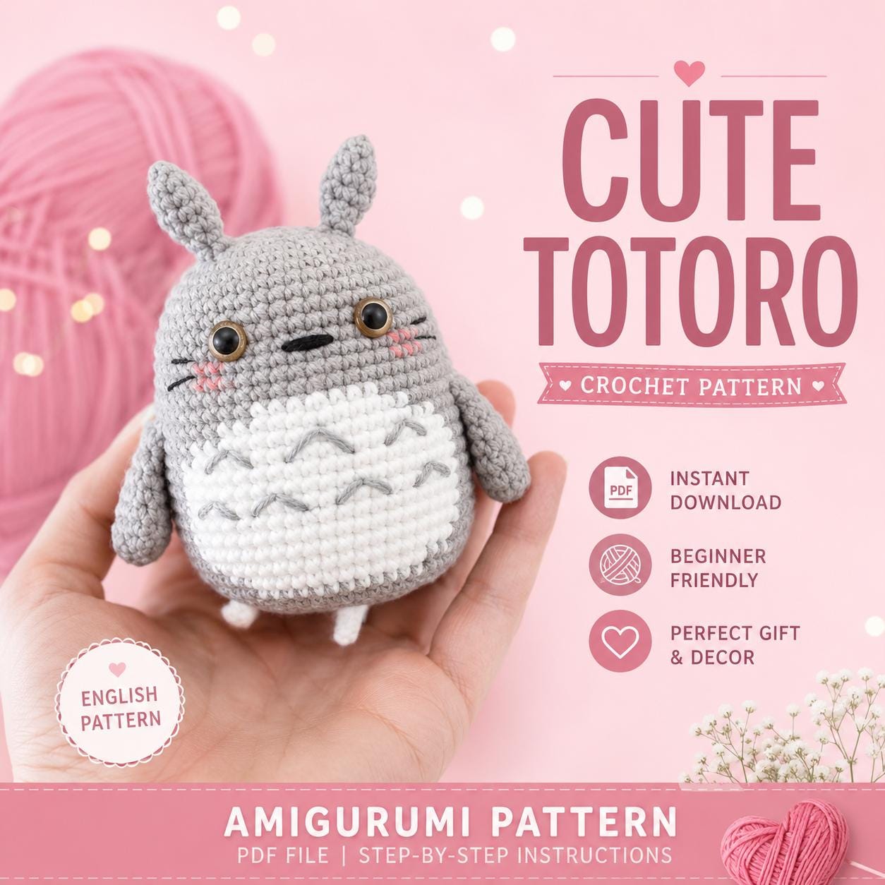 30 Totoro Crochet Patterns for Amigurumi, Gifts, and Home Decor 30 Beginner Totoro Amigurumi PDF Pattern