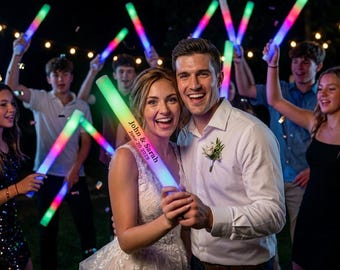 Personalized LED Glow Sticks, Custom Wedding Glow Sticks, RGB Foam Light Sticks, Wedding Party Favors, LED Party Supplies