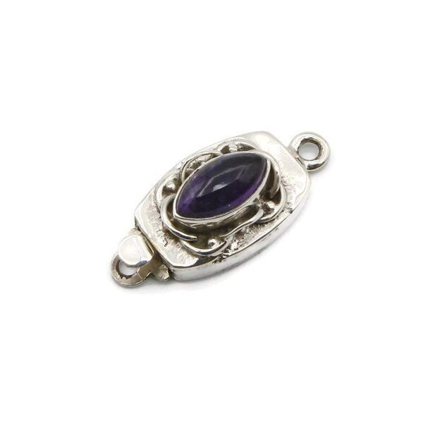 GemKollect® Amethyst 925 Sterling Silver Single Strand Box Clasp Size 1"; C130