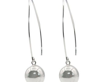 GemKollect® 12MM Ball Hanging with Wire Handmade Solid 925 Sterling Silver Earring Size 2&quot; (50MM)  :10955SL